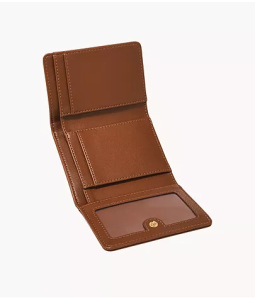 Fossil<fr>Portefeuille à trois volets RFID Logan<br>Grenat