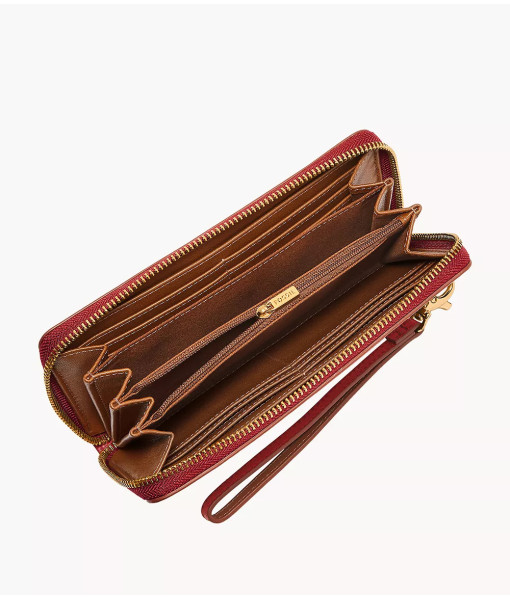 Fossil<br>Pochette à glissière RFID Logan<br>Grenat