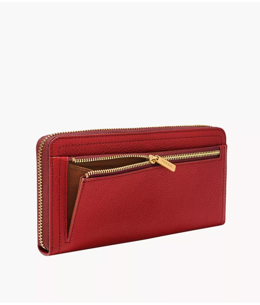 Fossil<br>Pochette à glissière RFID Logan<br>Grenat