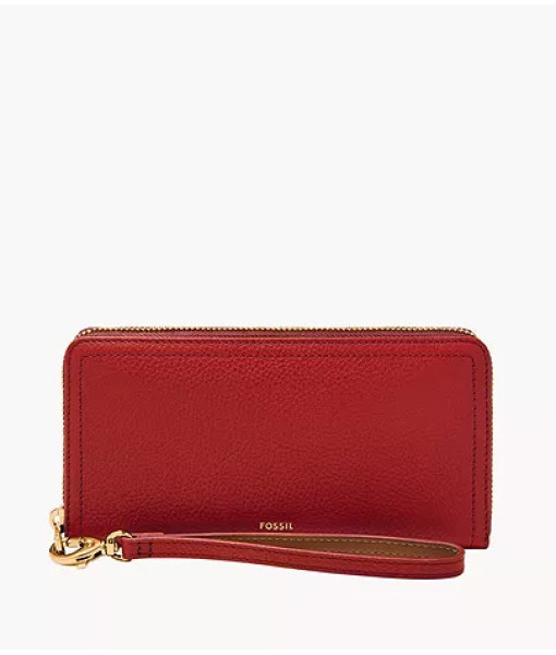 Fossil<br>Pochette à glissière RFID Logan<br>Grenat