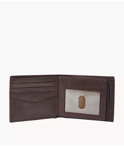 Fossil<br>Grand portefeuille à deux volets poche pour monnaie Neel<br>Brun