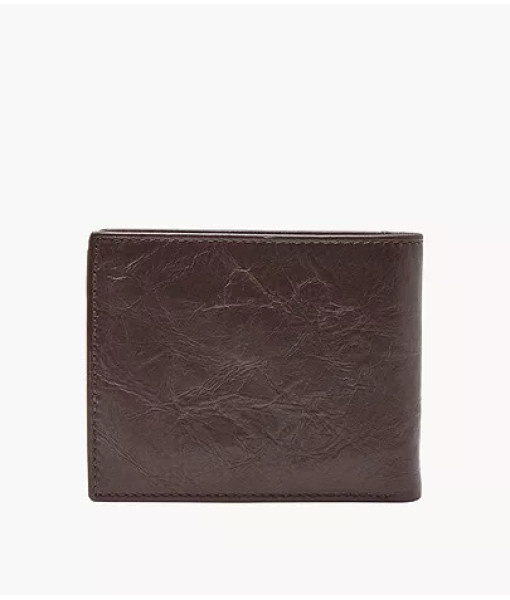 Fossil<br>Grand portefeuille à deux volets poche pour monnaie Neel<br>Brun