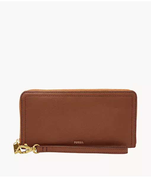 Fossil<br>Logan RFID Zip Around Clutch<br>Brown