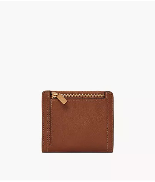 Fossil<br>Petit portefeuille à deux volets en cuir RFID Logan<br>Brun