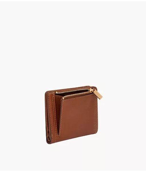 Fossil<br>Petit portefeuille à deux volets en cuir RFID Logan<br>Brun