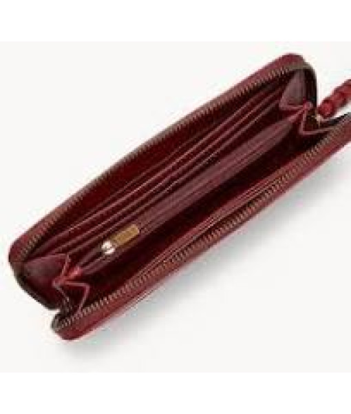 Fossil<br>Tara Zip Around Clutch Dark Red Leather