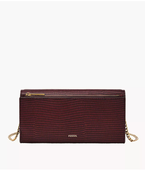 Fossil<br>Penrose Leather Wallet Crossbody Bag<br>Mahogany