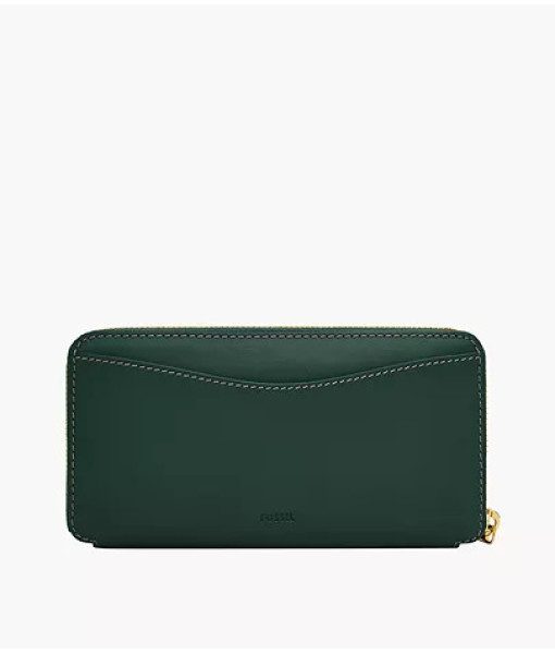 Fossil<br>Porte-monnaie à fermeture zippée Continental Lennox<br>Vert Viridien