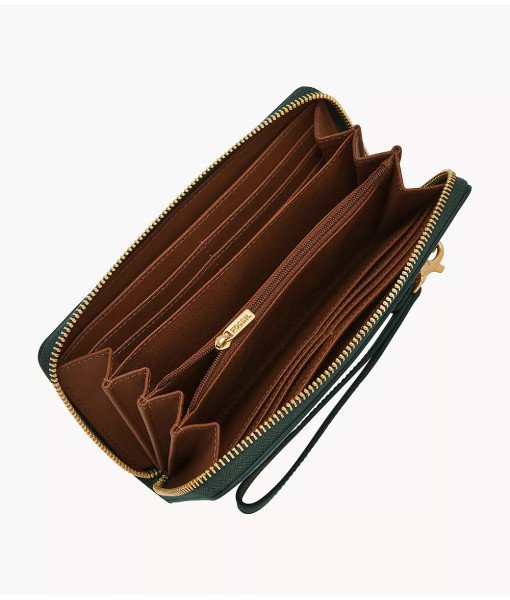 Fossil<br>Porte-monnaie à fermeture zippée Continental Lennox<br>Vert Viridien