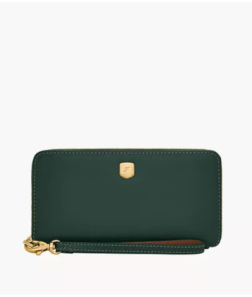 Fossil<br>Porte-monnaie à fermeture zippée Continental Lennox<br>Vert Viridien