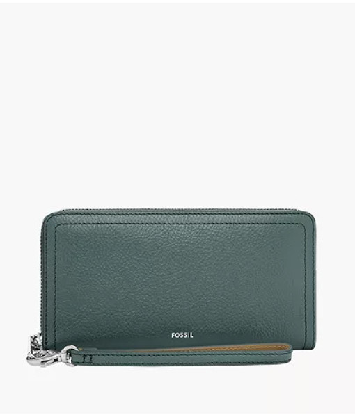Fossil<br>Porte-monnaie zippé GM RFID Logan<br>Bleu ciel poudré