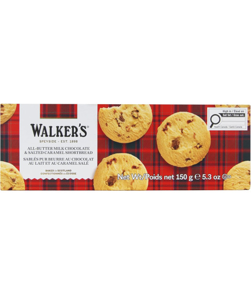 Walkers <br> Sablés pur beurre au Chocolat au Lait et au Caramel Salé <br> 150g