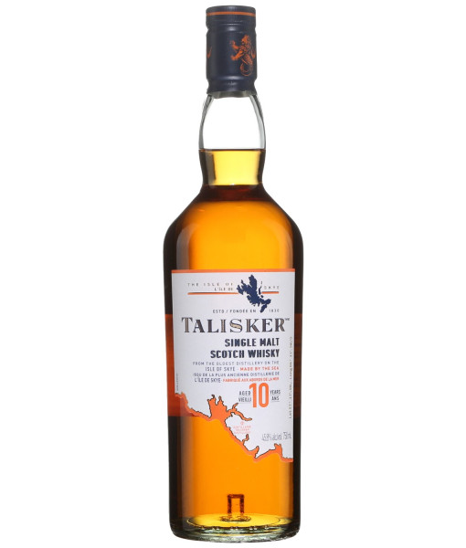 Talisker 10 ans Isle of Skye Scotch Single Malt <br>Scotch whisky   |   750 ml   |   United Kingdom  Scotland