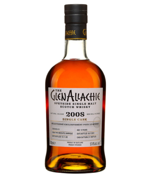 GlenAllachie Single Cask 2008 Cask #411 Moscatel Barrel Speyside Single Malt<br>Whisky écossais   |   700 ml   |   Royaume Uni  Écosse