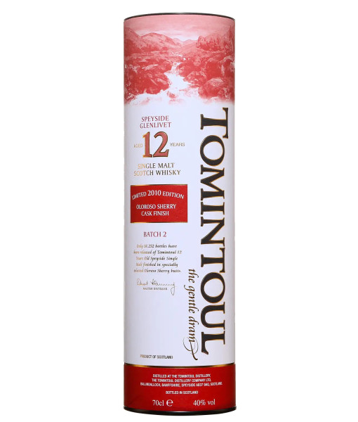 Tomintoul 12 ans Oloroso Sherry Cask Finish Speyside Single Malt<br>Whisky écossais | 700 ml | Royaume Uni, Écosse Tomintoul 12 ans Oloroso Sherry Cask Finish Speyside Single Malt<br>Whisky écossais | 700 ml | Royaume Uni, Écosse
