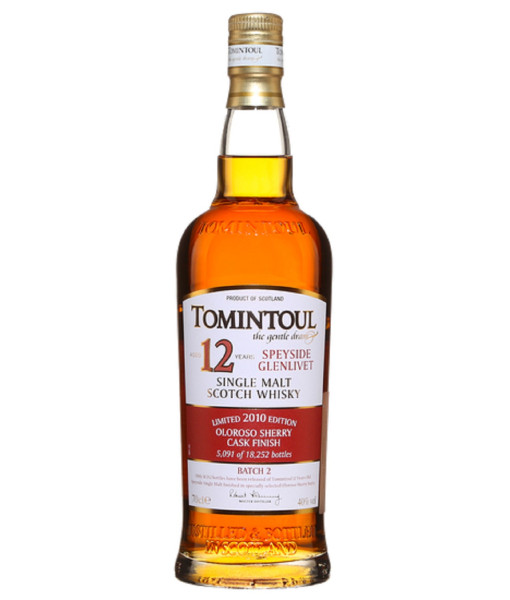 Tomintoul 12 ans Oloroso Sherry Cask Finish Speyside Single Malt<br>Whisky écossais   |   700 ml   |   Royaume Uni  Écosse