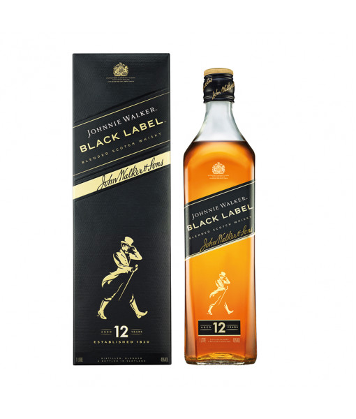 Johnnie Walker Black Label 12 Ans Blended Scotch<br>Whisky écossais | 1 L | Royaume Un